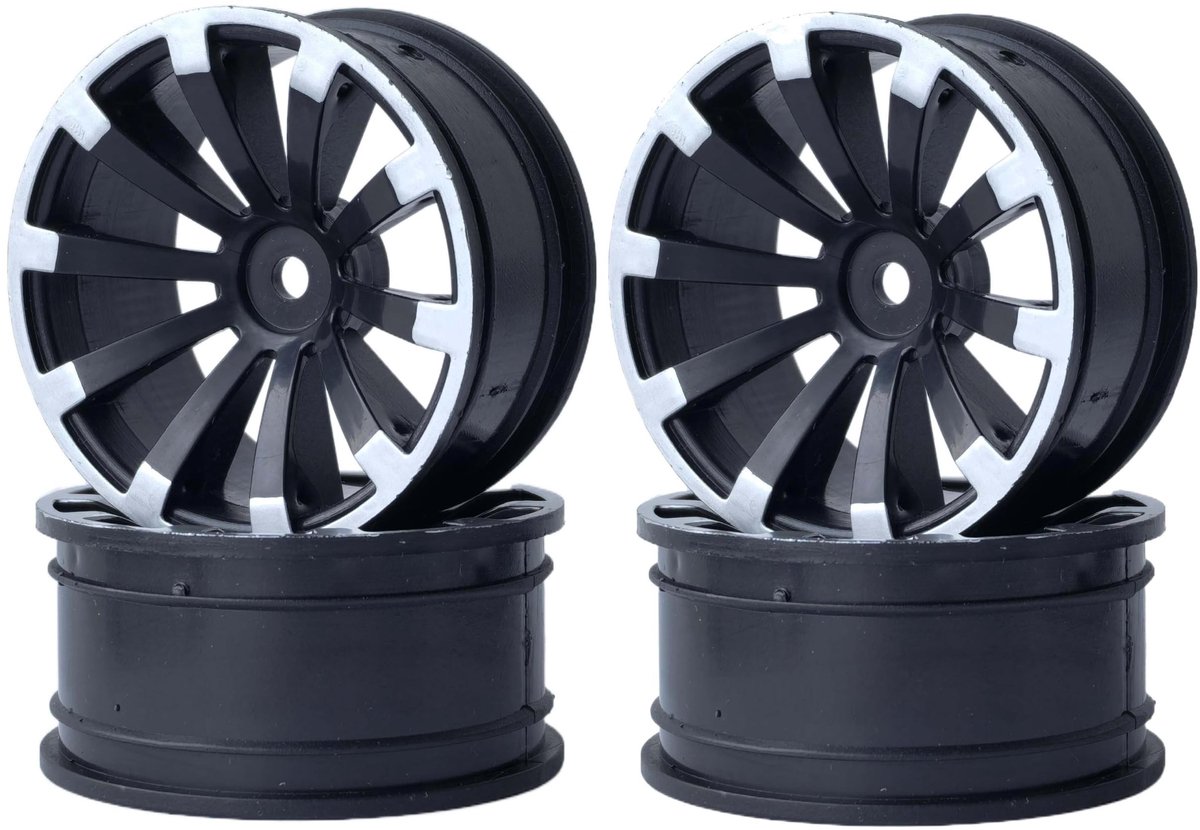Solidchoice - RC Auto Velgen 10 Spaken - Zwart en Zilver voor 1/10 Tourwagens