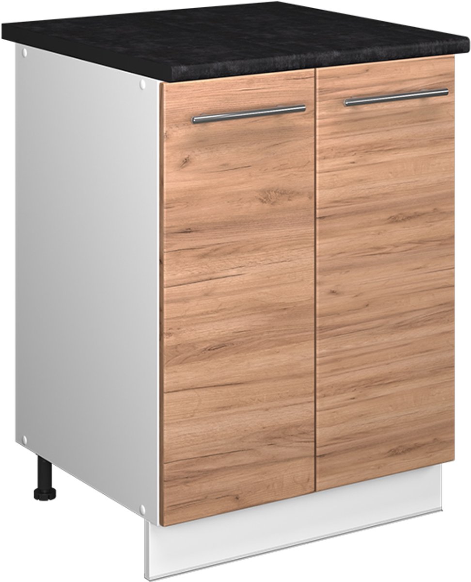Vicco Wastafelkast Fame-Line, Goudkleurig Eiken/Wit, 60 cm