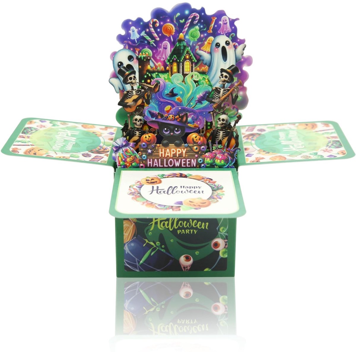 Dailygoods- Halloween-kaart 3D Pop-up - Grappige Decoraties - Vakantiegroetkaarten met Envelop - Hoogwaardig Karton - Halloweentafel Decoratie - Charmant Ontwerp - Verjaardagskaart