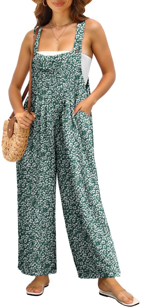 Dailygoods- Tuinbroek Dames - Losse Pasvorm - Verstelbare Bandjes - Zachte Ademend Stof - Casual Vakantie Kleding - Zijzakken - Jumpsuit