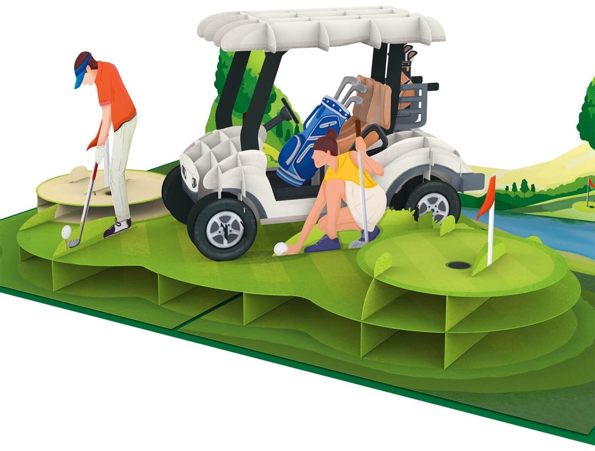 Dailygoods- Pop-upkaart 3D Golf - Verjaardagskaart Golferin - Cadeaukaart Golfspeler - Grappig Cadeau Golf - Tegoedbon Geldcadeau - Golf Motief - Wenskaart
