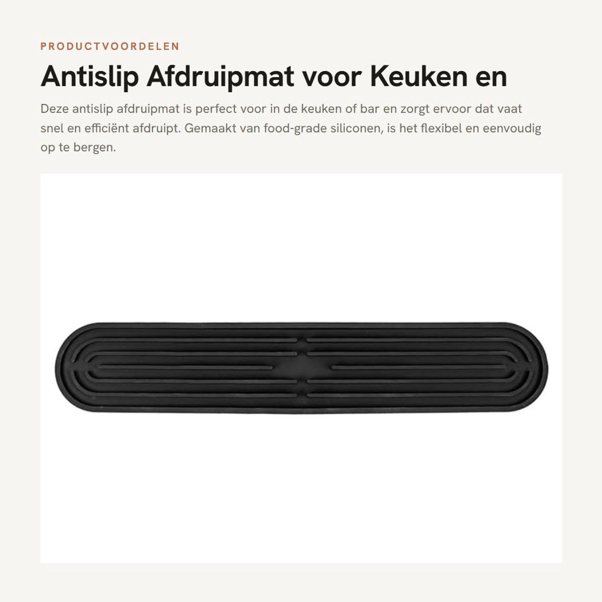 Dailygoods- Afdruipmat Antislip - Siliconen - Smal - 43 x 7,8 cm - Flexibel - Snelle Droging - Droogrek