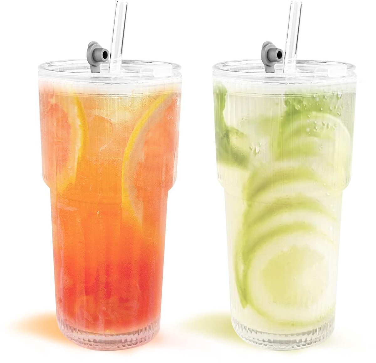Dailygoods - Drinkrietjes van Glas - Herbruikbare Rietjes met Deksel en Rietje