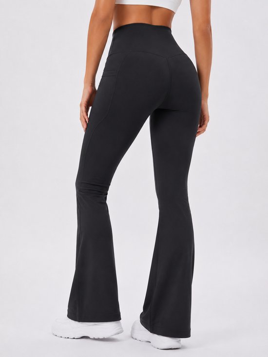 SparkNine Serenaflare dames legging - flare pants - met zakken - S - zwart - hoge taille - stijlvol - elastisch van Merkloos — afbeelding 2