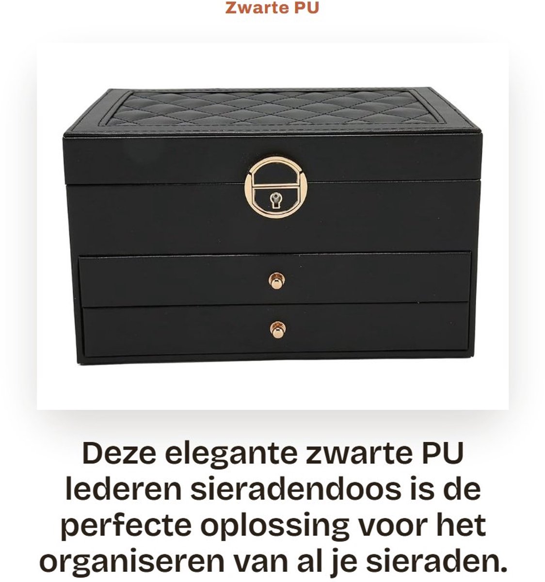 Dailygoods- Sieradendoos met 3 Lagen - Sieradenorganisator - 2 Laden - Metalen Slot - Zacht Vilt Interieur - Ideaal voor Kettingen/Oorbellen - Juwelenbox