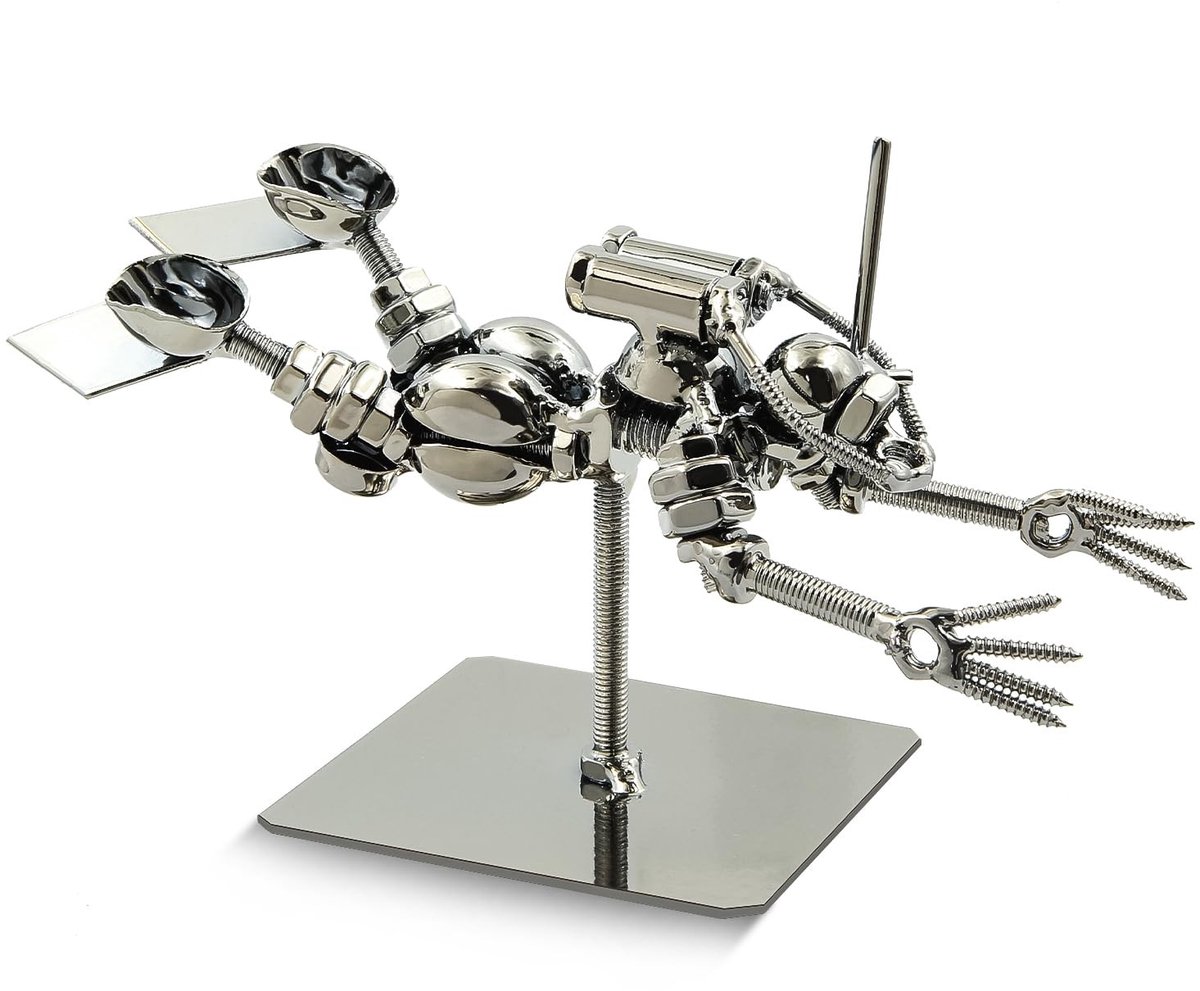 Dailygoods- Beeldje Retro Duiker - Sculptuur - Ornament - Decoratie Woonkamer - Bureau Decoratie - Metalen Onderwater Avontuur
