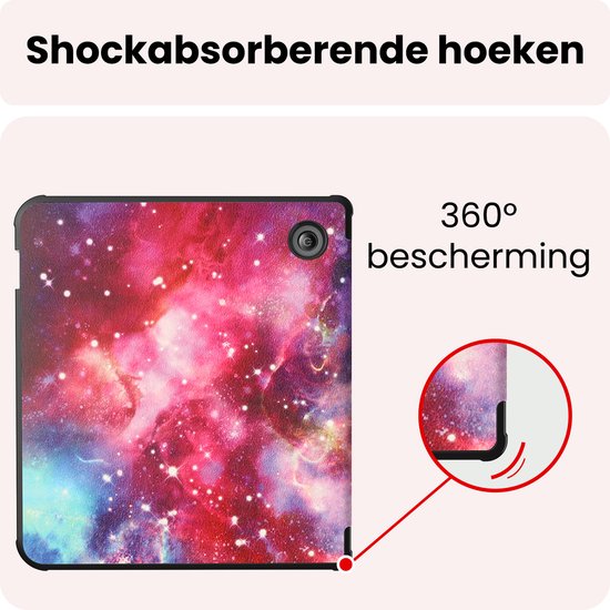 Hoes Geschikt voor Kobo Libra 2 Hoesje Bookcase Cover Book Case Hoes Sleepcover - Galaxy — afbeelding 5