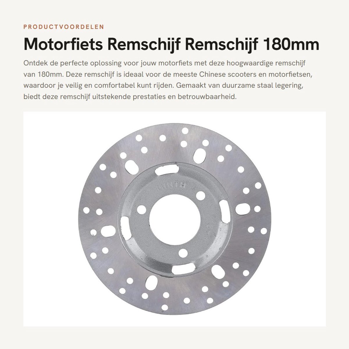 Dailygoods- Remschijf 180mm - Vervanging voor Chinese scooters/motorfietsen - Staal legering - Eenvoudige installatie - Hoogwaardige kwaliteit - Remrotor
