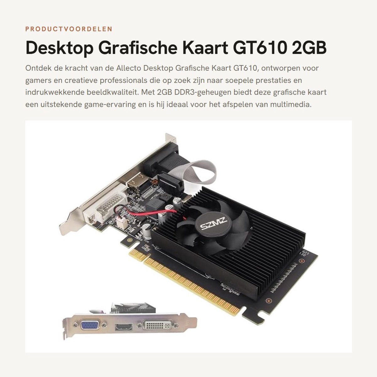 Dailygoods - Desktop Grafische Kaart - GT610 - 2GB DDR3 - HDMI - Videogame Grafische Kaart - Geschikt voor Gaming - Zwart