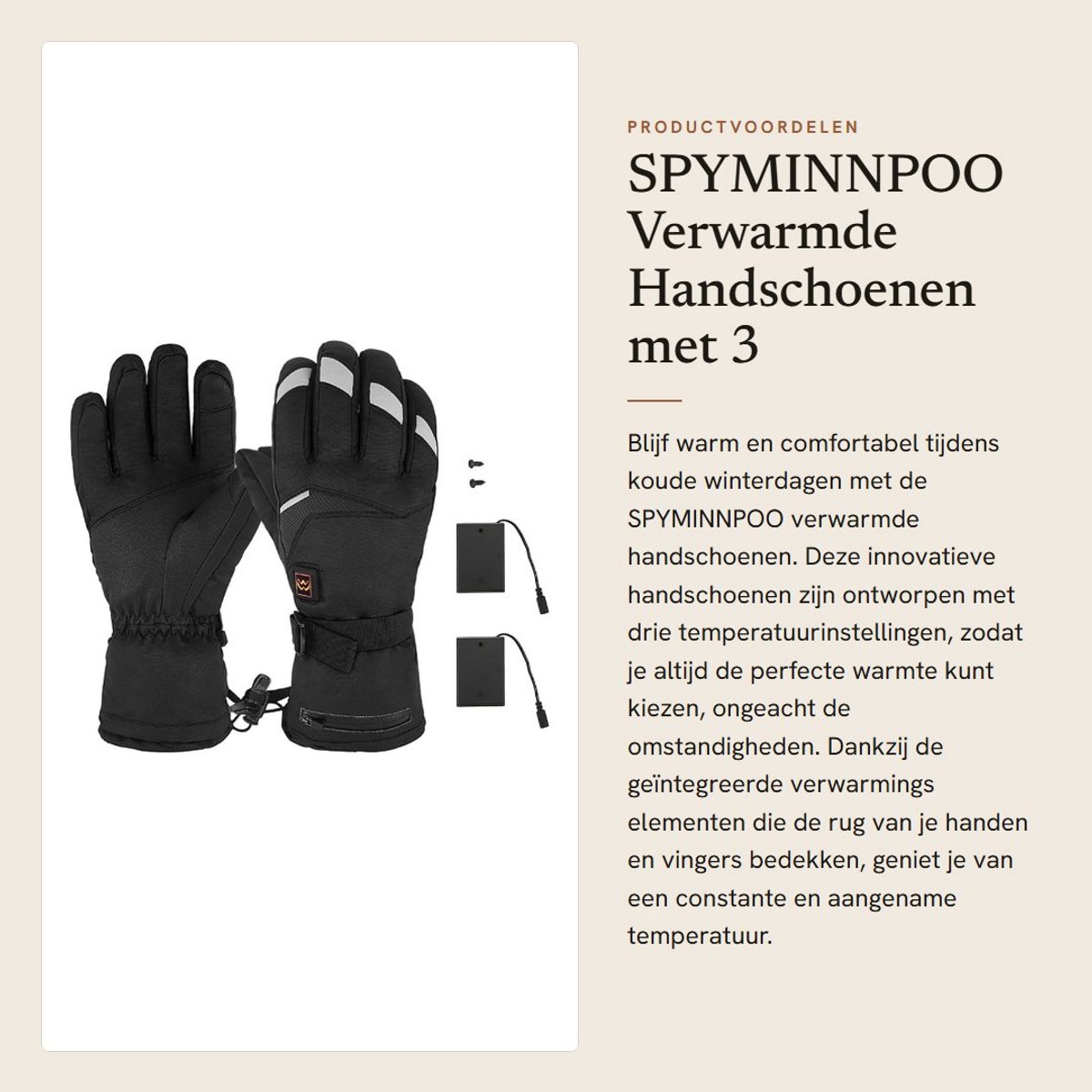 Dailygoods- Verwarmde Handschoenen 3 Temperatuurinstellingen - Elektrische Handschoenen - Antislip Touchscreen - Reflecterende Strip - Schokbestendig - Warm en Duurzaam - Verwarmde Vingerhandschoenen