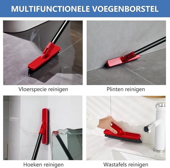 Telescopische voegenborstel met verstelbare steel en draaibare kop voor grondige reiniging — afbeelding 3