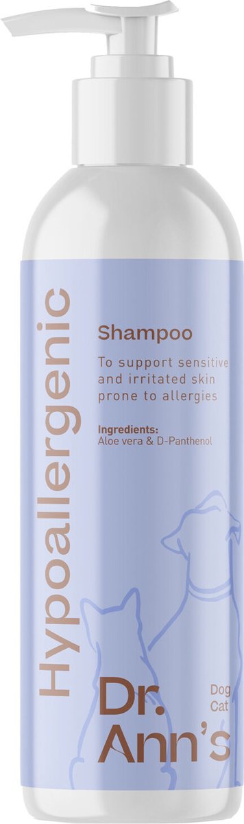 Dr. Ann's Hypoallergeen Shampoo voor Hond en Kat - 2 x 250 ml - Voor de Gevoelige Huid - Geschikt bij Allergie - Ook voor Puppy's en Kittens