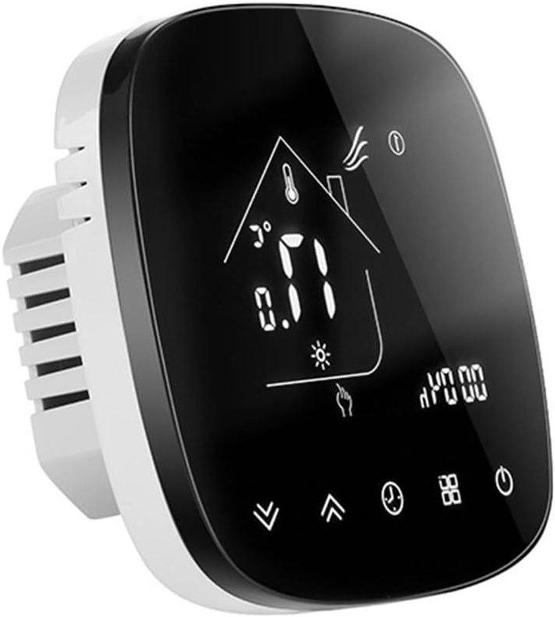 Slimme Thermostaat - Temperatuurregelaar - Vloerverwarming Regelen - App en Spraakbediening - 86mm Doos Compatibel - Zwart