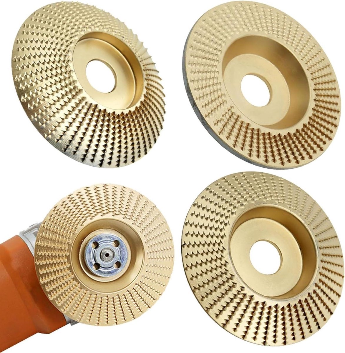 Polijstschijven Set - Houtsnijschijven Wolfraamcarbide - Houtbewerking Vormgeven - Duurzame Wolframcarbide Tanden - 4 Inch Diameter - Zilverkleurig