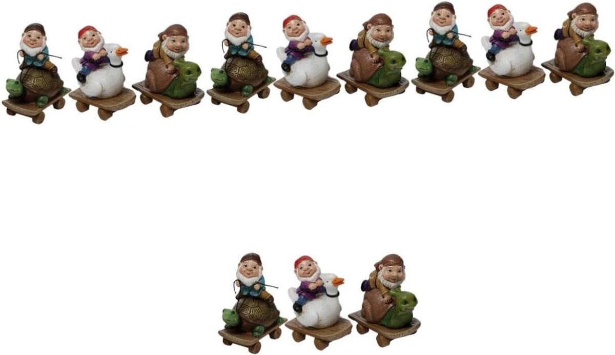 Kabouter Ornamenten - Tuindecoratie Beelden - Tuin Aankleden - Hars Materiaal - 4 Sets - Diverse Kleuren