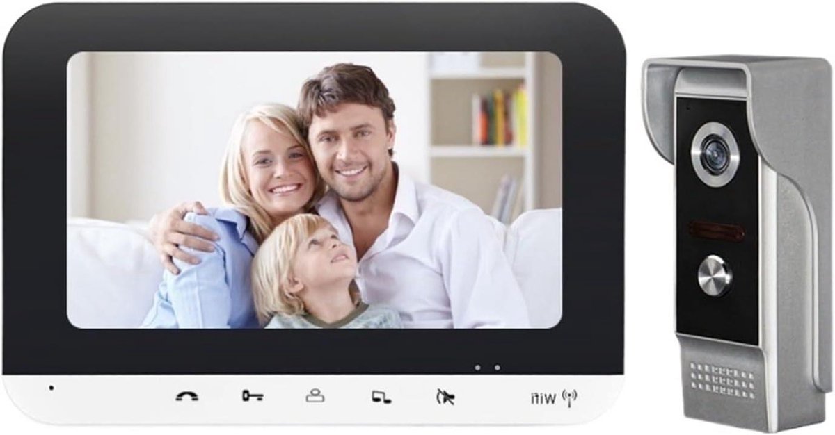 Video Deur Intercom - Slimme Bel - Toegangscontrole Thuis - App Bediening - 7 Inch Scherm - Zwart