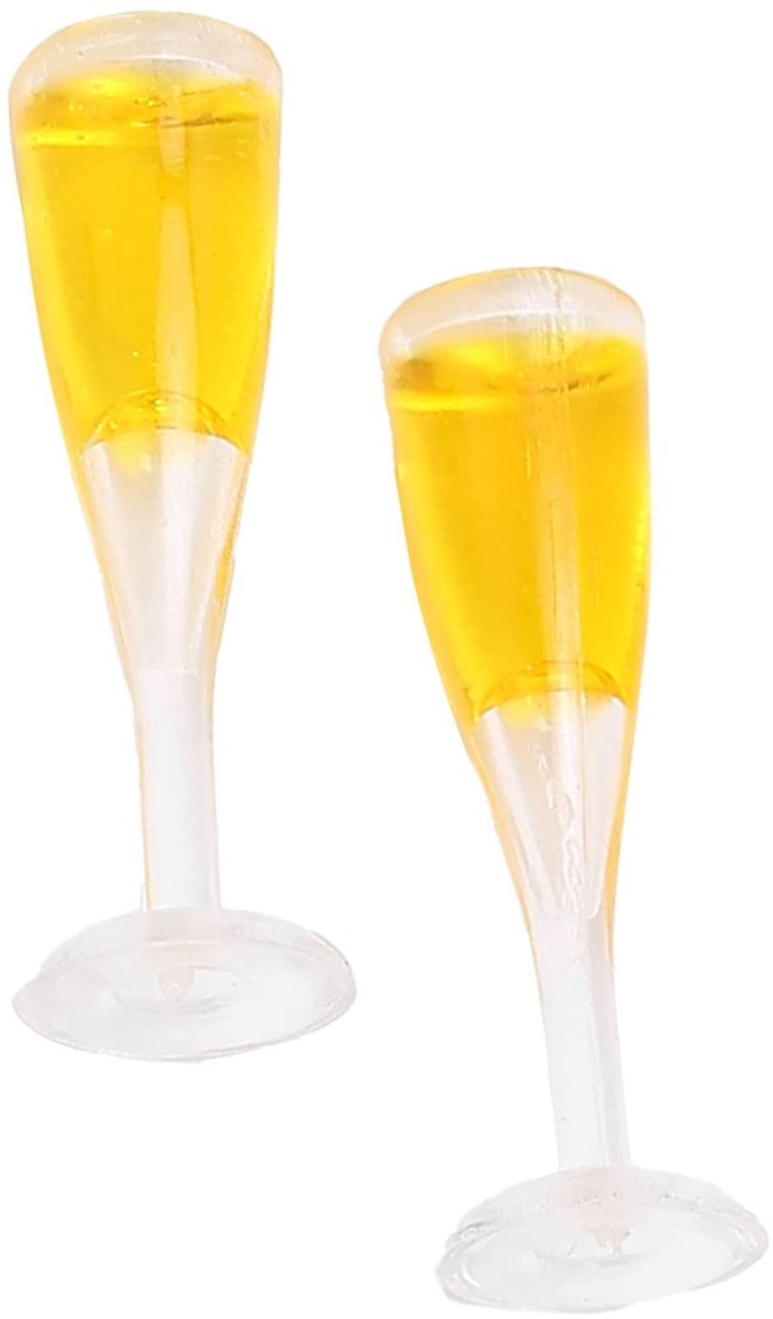 Dailygoods- Champagneglazen Miniatuur - Decoratie voor Poppenhuizen - Hoogwaardig Kunststof - Levensechte Uitstraling - Duurzaam en Veilig - Perfect voor Miniatuurtuinen - Miniatuurdecoratie