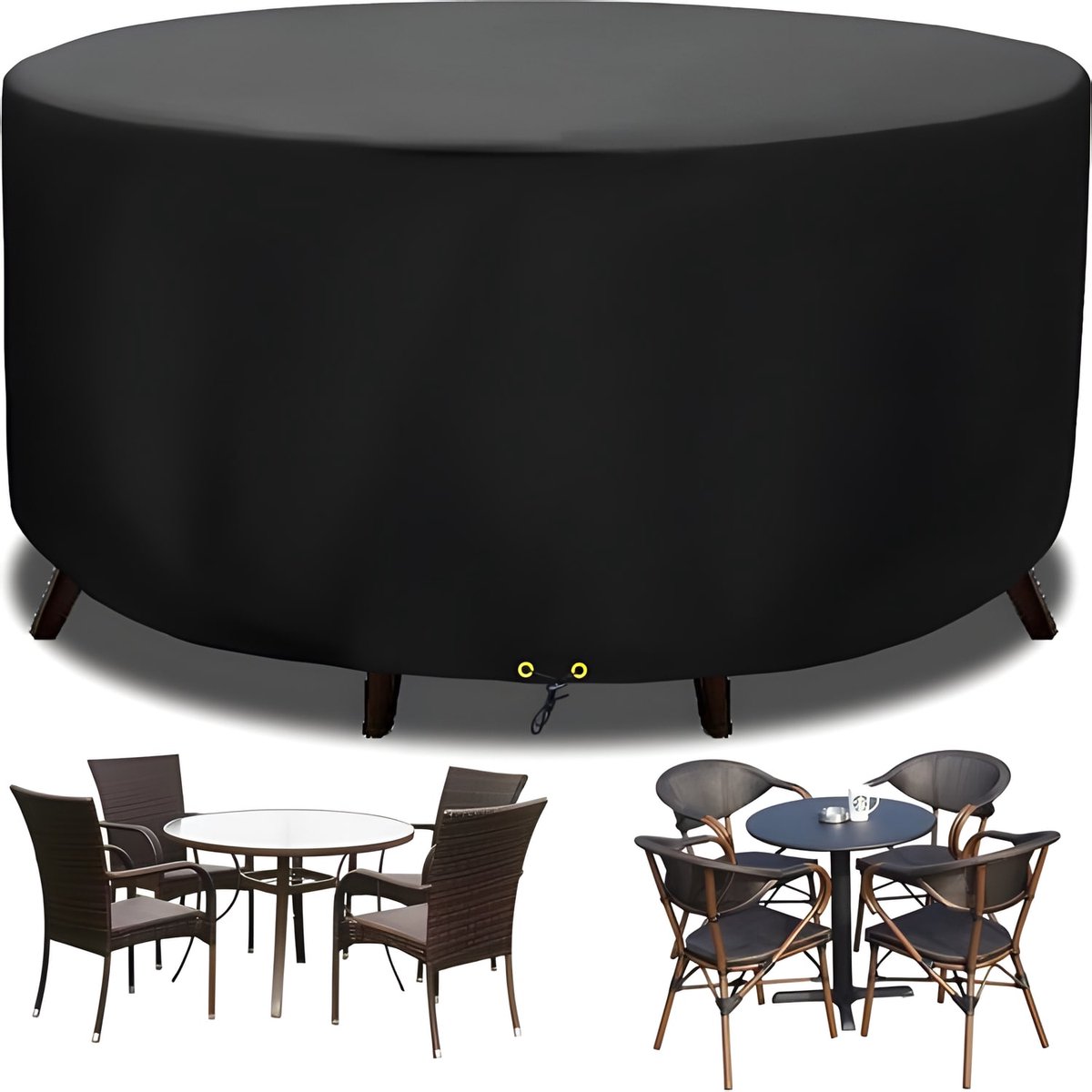 Verdelux Tuintafel - 101 diameter x 75 cm- Beschermhoes rond - Zwart - De Luxe - Verdelux