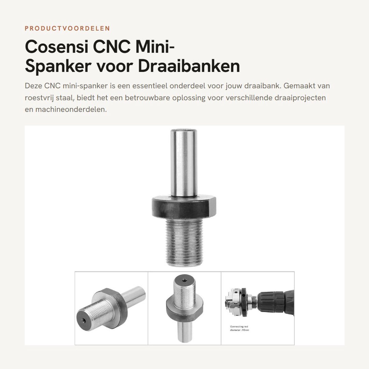 Dailygoods- Pleuel Roestvrij Staal M14*1 - CNC Mini-Spanker - Draaibank Onderdelen - Machineonderdelen - Kwaliteitsborging - Klantenservice - Spanstang