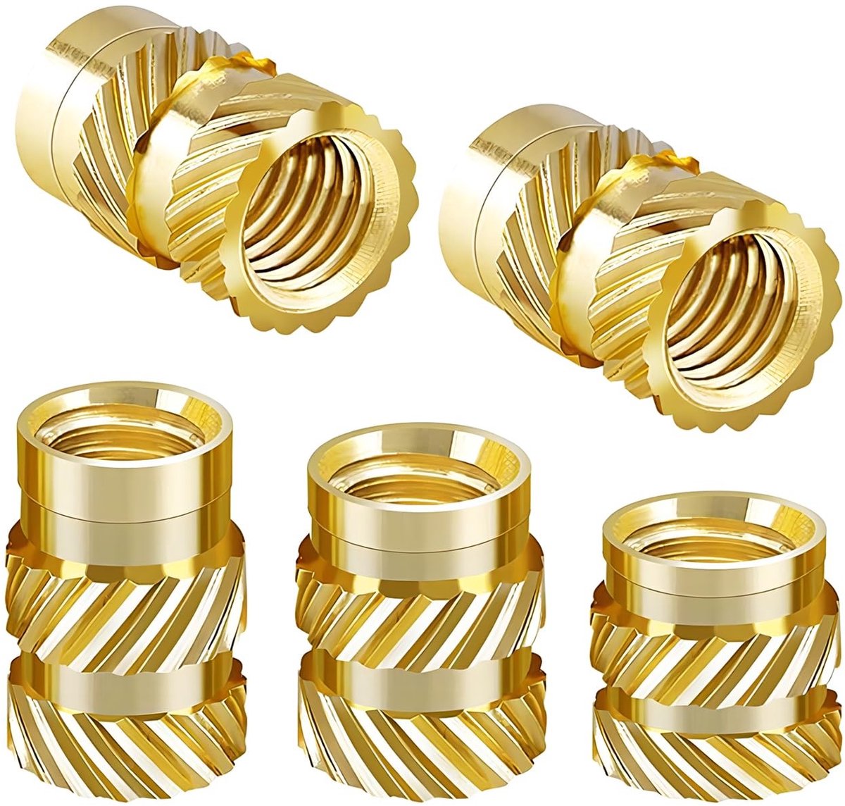Dailygoods- Schroefdraadinzetstukken 100 Stuks - Messing Kartelmoeren - Roestvrij - Corrosiebestendig - Voor 3D-Printeronderdelen - M4 x 10 mm x 6 mm - Inzetmoeren