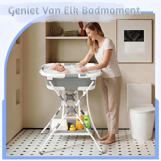 KAD® Baby Badje met Standaard - Babybad met Standaard - Baby Bad - Grijsachtig wit - 80cm x 65cm x95cm van kad — afbeelding 5