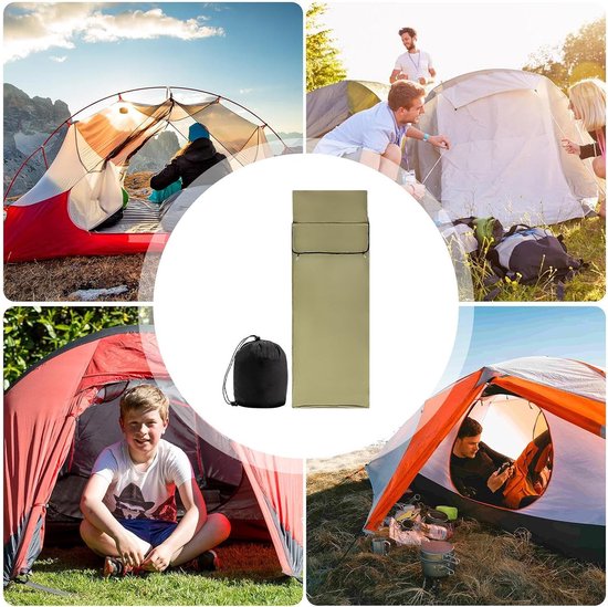 Slaapzak Liner - Kampeerhoes - Buiten slapen - Ademend en zacht - 80x210 cm - Groen — afbeelding 4