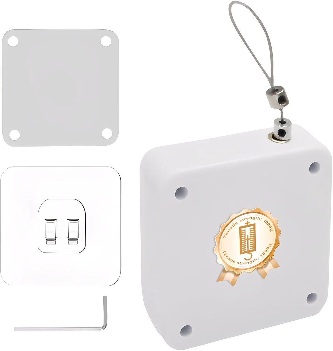 Dailygoods- Deursluiter Automatisch - 1000 g Trekkracht - 1 m Touw - Verstelbaar Slot - Zonder Boren - Geschikt voor Kamerdeuren/Balkondeuren - Deurdranger