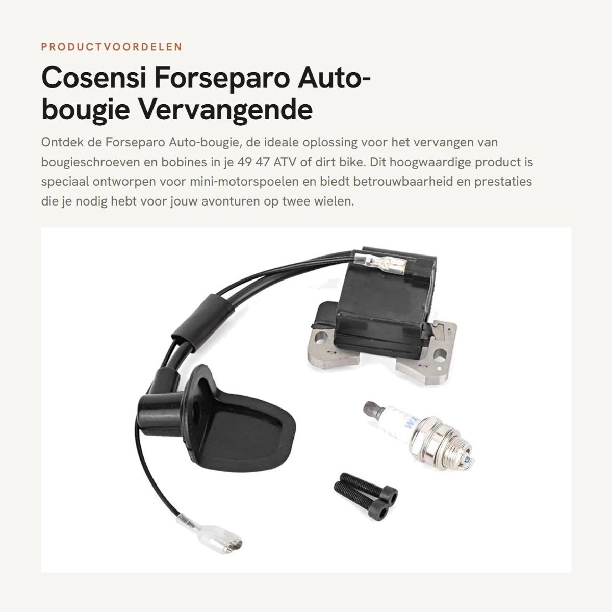 Dailygoods- Bougieset Hoogwaardig - Bougie - Bougieschroef - Ontstekingsspoel - Mini Dirt Bike - Geschikt voor 2-takt motoren - Motoronderdelen