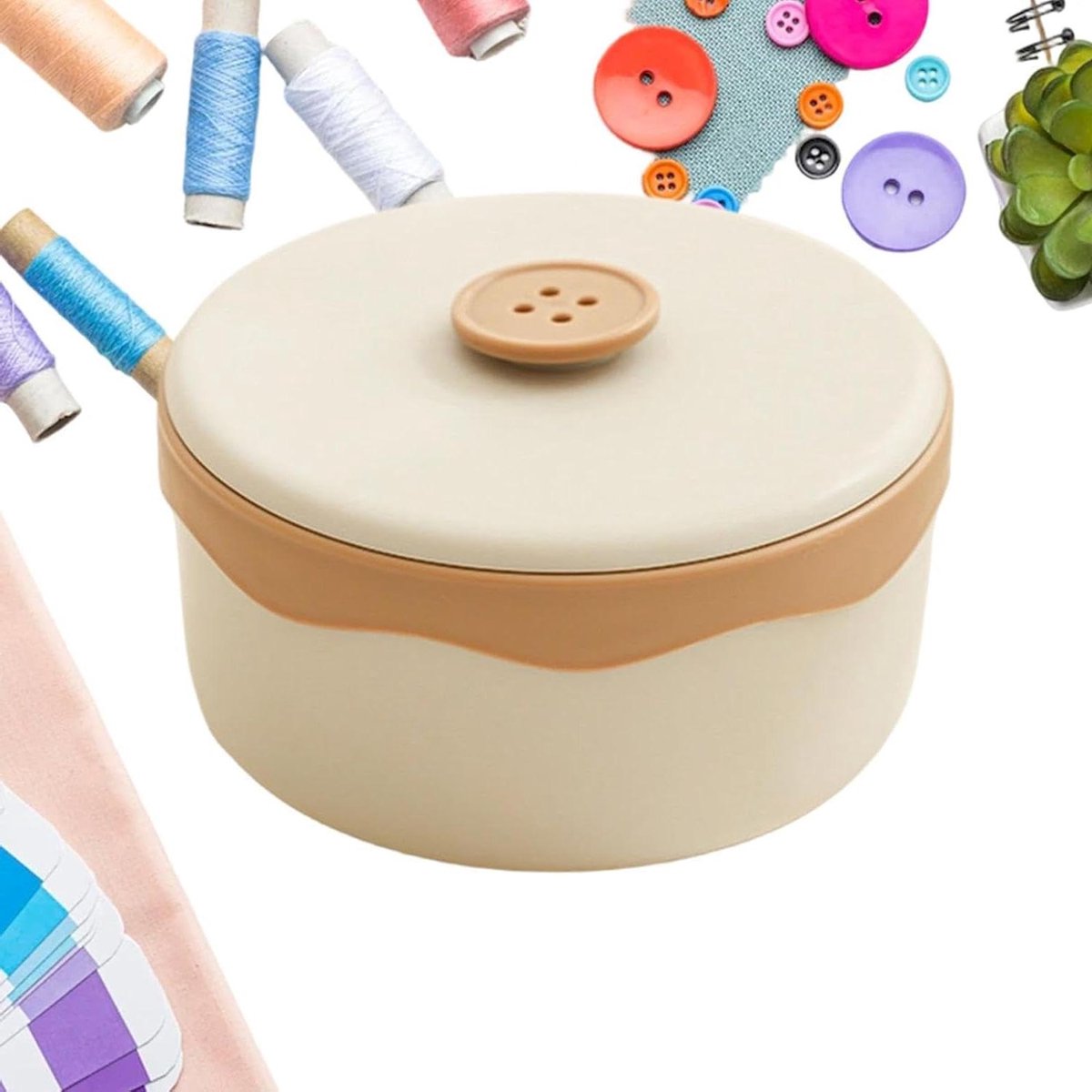 Naaiset Opbergdoos - Compacte Organizer - Hobby Naaien - Magnetische Naaldhouder - 20 x 20 x 6 cm - Geel