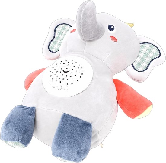 Olifant Fopspeelgoed - Muziekpop Baby - Slaap Hulp - Zachte LED Verlichting - 23x18x27cm - Grijs van Olifant — afbeelding 3