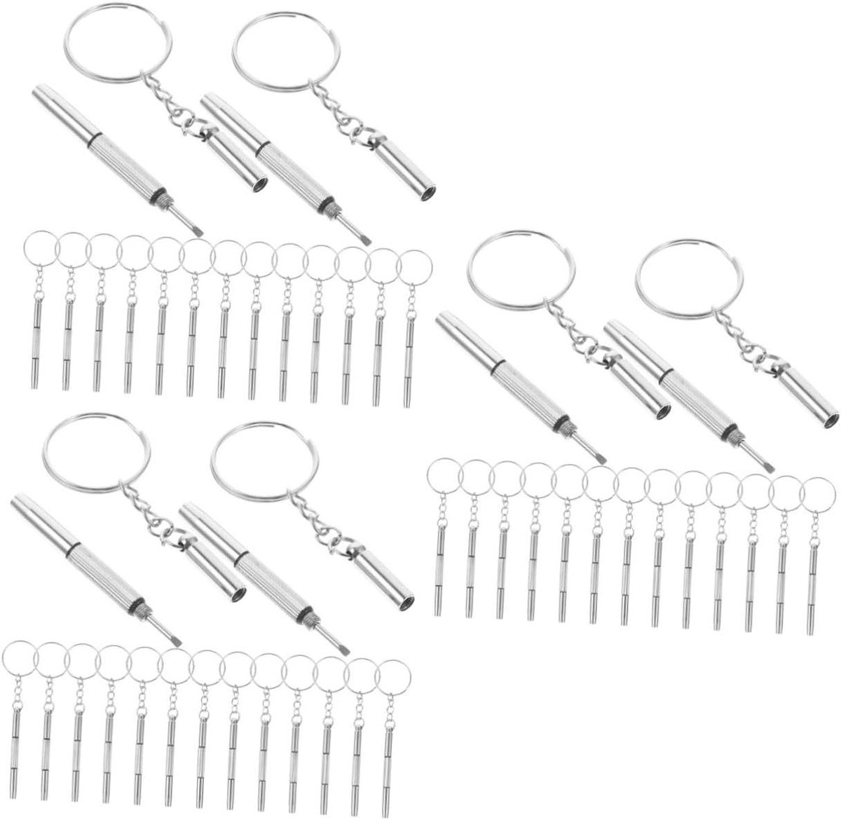 Schroevendraaierset 3-in-1 - Horloge Schroevendraaier - Kleine Reparatie - Draagbaar Sleutelhanger - 60 stuks - Zilver