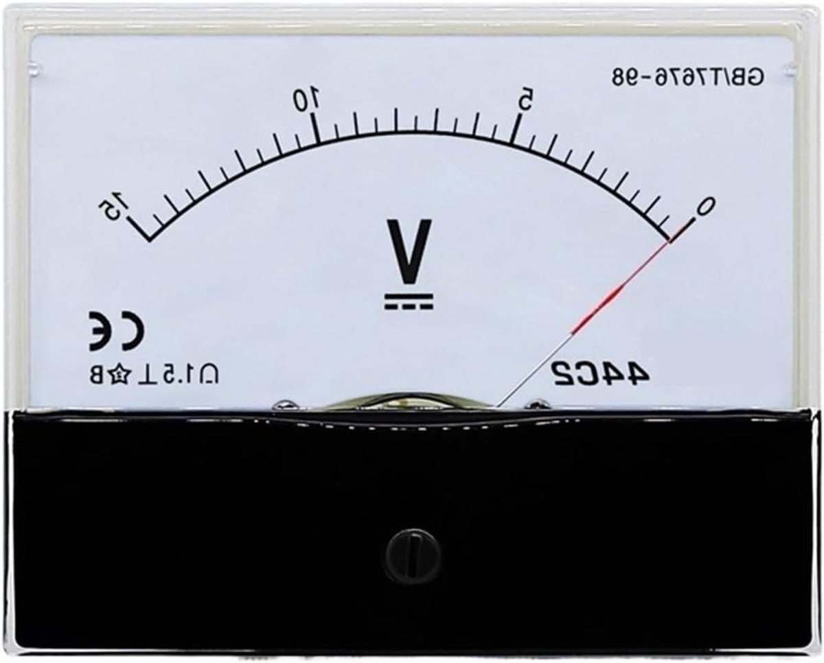 Analoge Voltmeter - Paneel Meter - Spanning Meten - DC Meetinstrument - 13 x 8 x 9 cm - Zwart