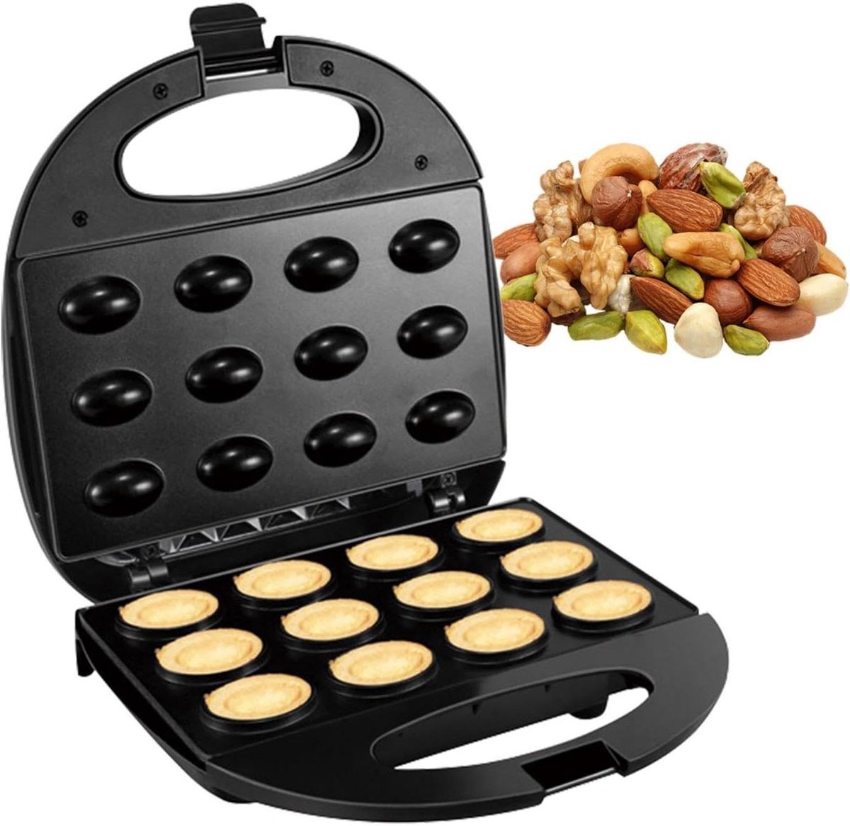 Elektrische Koekjes Maker - Walnoot Cake Maker - Snacks Bakken - Antiaanbaklaag - 25.1 x 10.7 x 25.1 cm - Veelkleurig