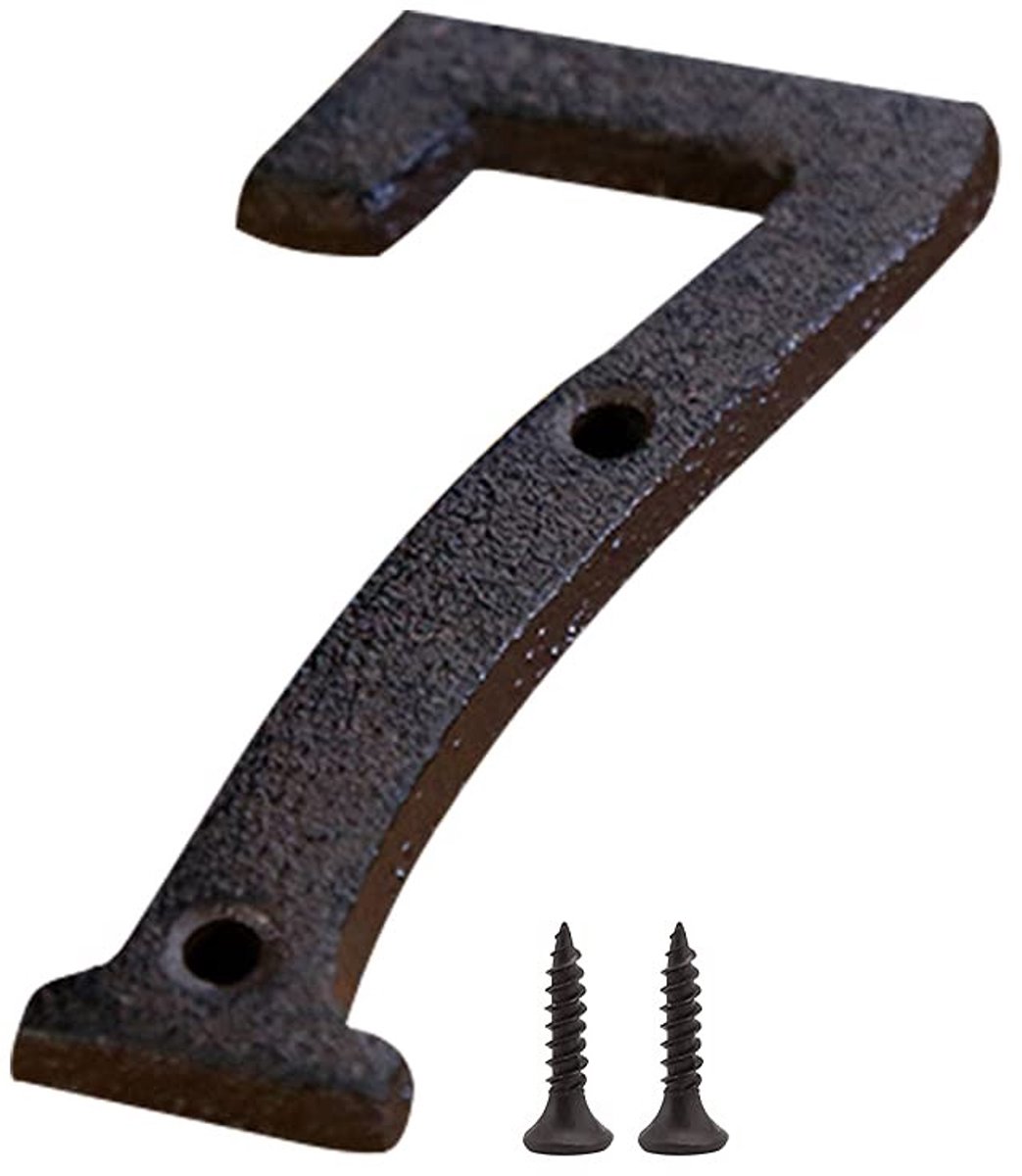 Dailygoods- Huisnummer 1 - Gietijzeren Cijfers - Retro Huisnummerbord - Duurzaam Huisnummer - Metalen Huisnummer - Afmetingen 7,5 x 2 x 1 cm - Adresnummer