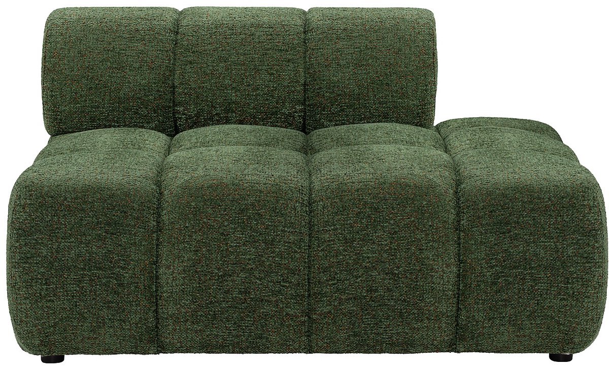 Vente-unique Chaise longue rechts in gemêleerde groene stof FACIVIL