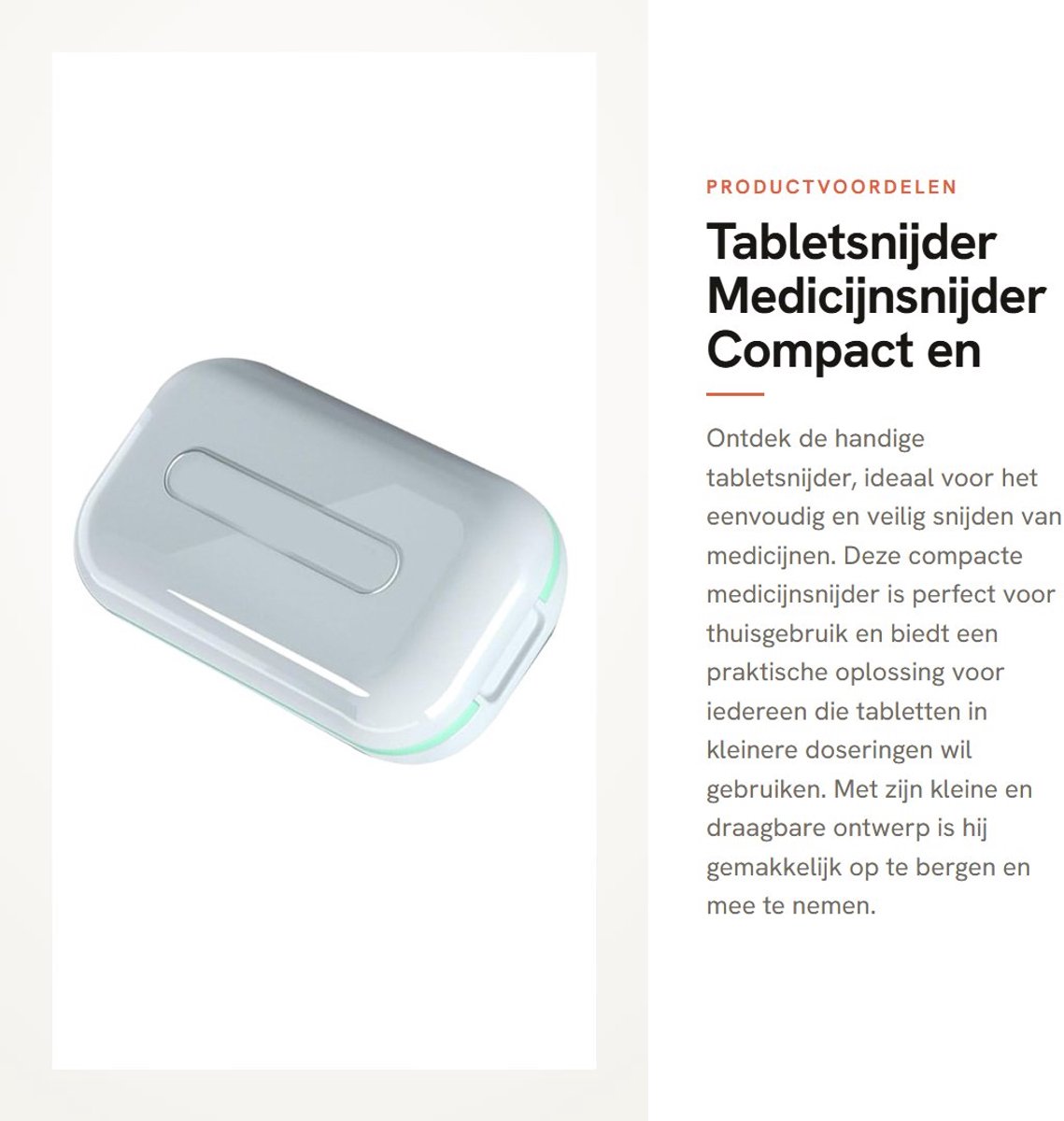 Dailygoods - Tabletsnijder - Medicijnsnijder - Compact en draagbaar - Mini formaat - Tabletten snijden - Ideaal voor thuisgebruik - Geschikt voor medi...