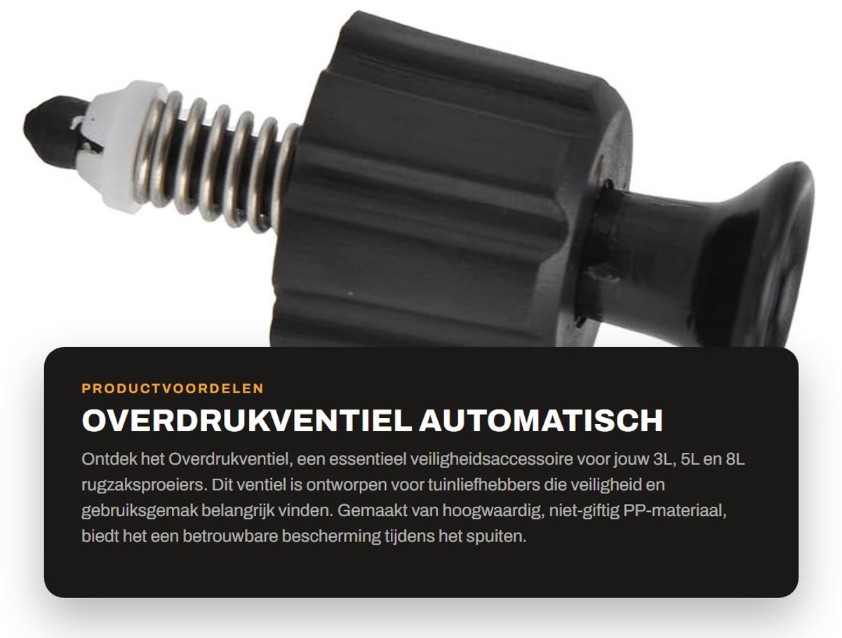 Dailygoods- Overdrukventiel Automatisch Veiligheidsaccessoire - Geschikt voor Rugzaksproeiers - PP-materiaal - Stevig en Lichtgewicht - Ontluchtingsventiel 5 cm - Veiligheidsventiel
