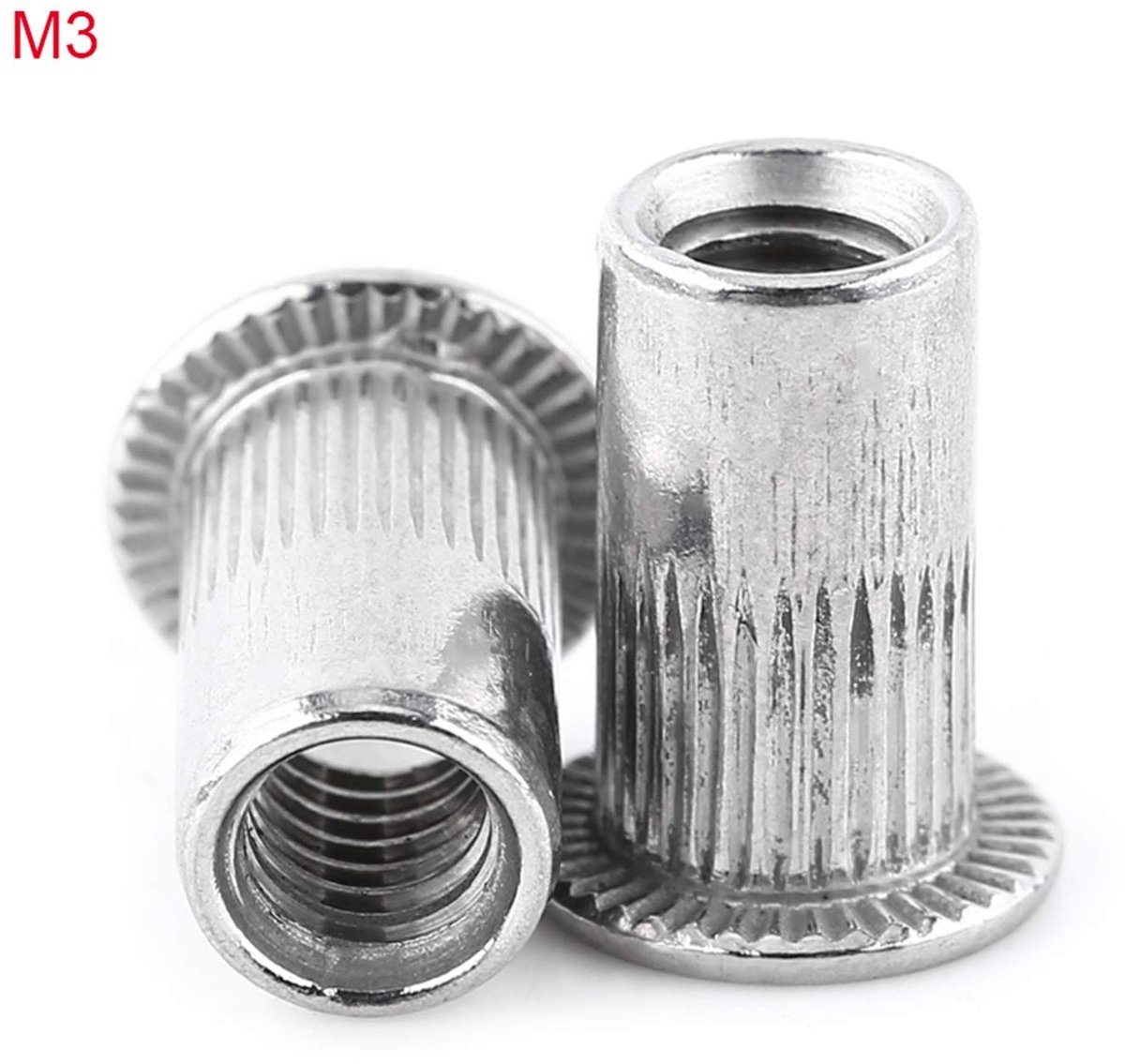 Dailygoods- Blindklinkmoeren Platte Kop - Roestvrij Staal - M3/M4/M5/M6/M8 - 20 Stuks - Mechanische Bouwtoepassingen - Lage Profiel - Klinkmoeren