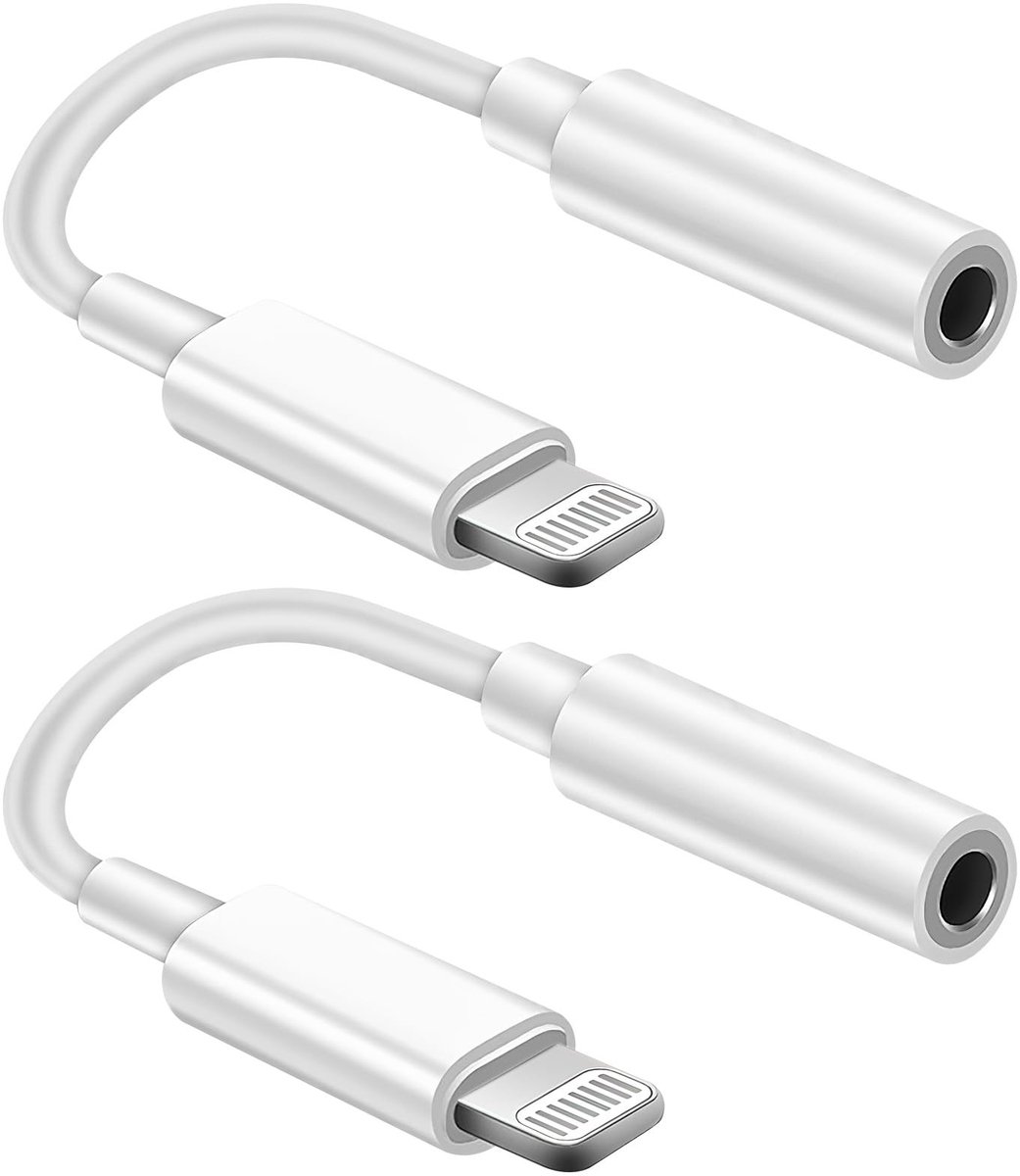 Dailygoods - 3,5 mm Koptelefoonadapter voor iPhone en iPad, 2 Stuks