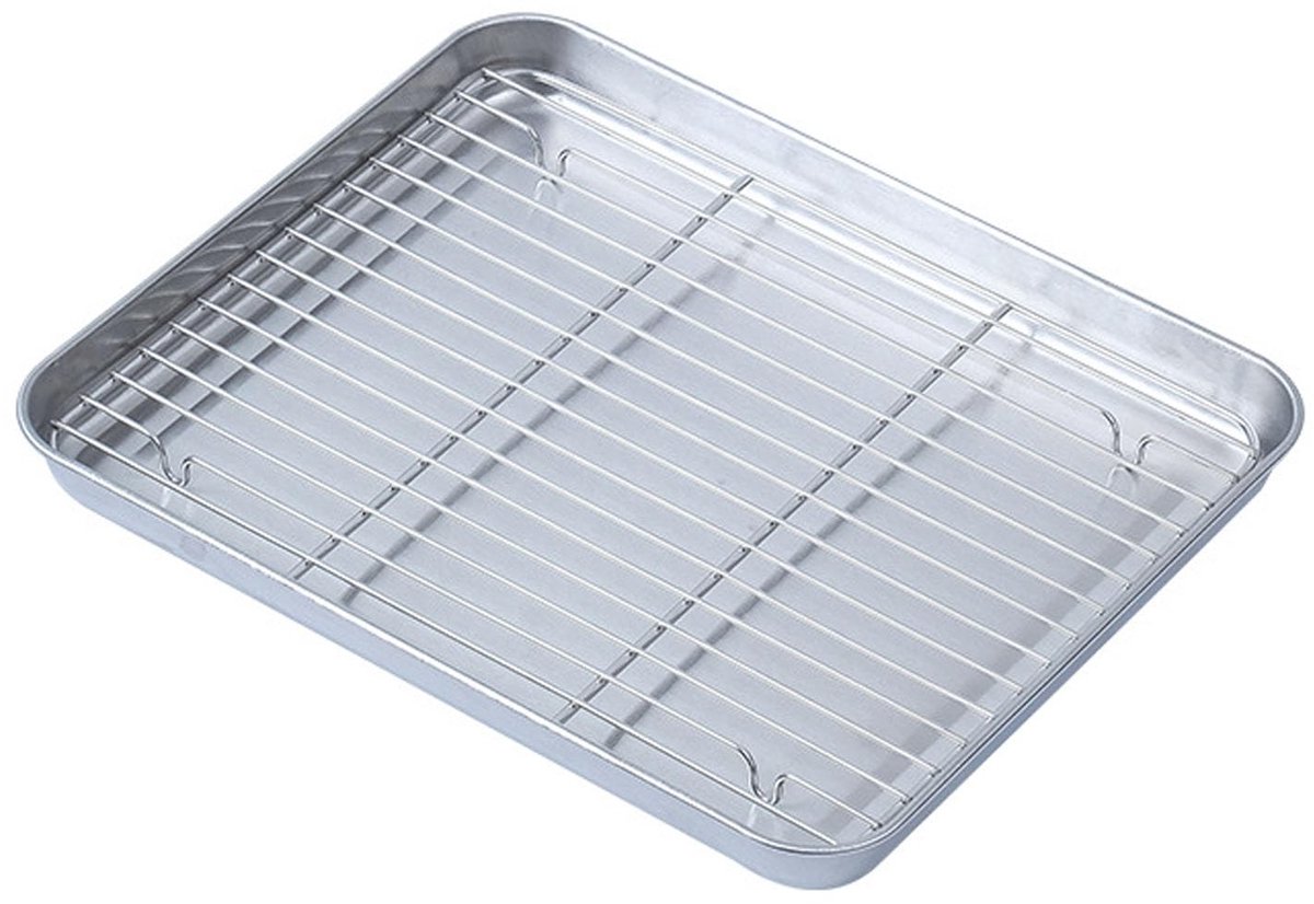 Dailygoods- Bakplaat Roestvrij Staal - Bakpan met Rekset - Vaatwasser Veilig - Verdikte Constructie - Antikromtrekken - Gemakkelijk Schoonmaken
