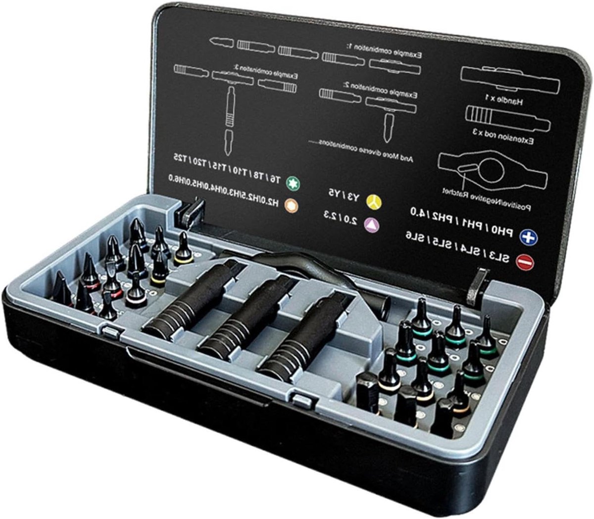 Magnetische Ratelschroevendraaier - T-handvat Set - Meubel Montage - Fijne Koeling - 24-in-1 Bits - Meerkleurig