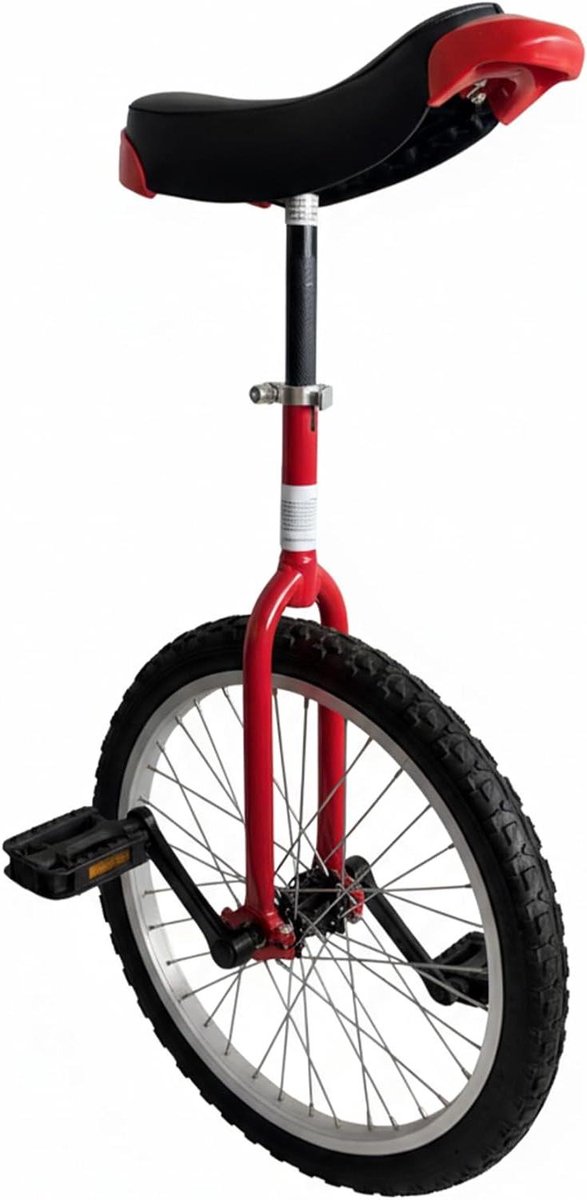 Eenwieler 18 inch - Monowiel Loopfiets - Leren Balanceren - Verstelbaar Comfort Zadel - 18 inch - Rood