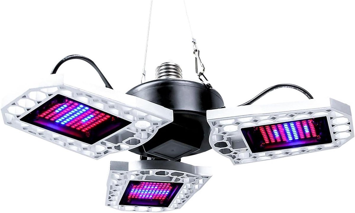 Groeilamp - Plantenlamp Kweeklamp - Zaailingen Kweken - Opvouwbaar Drievoudig Ontwerp - 22 x 19 x 14 cm - Blauw Spectrum
