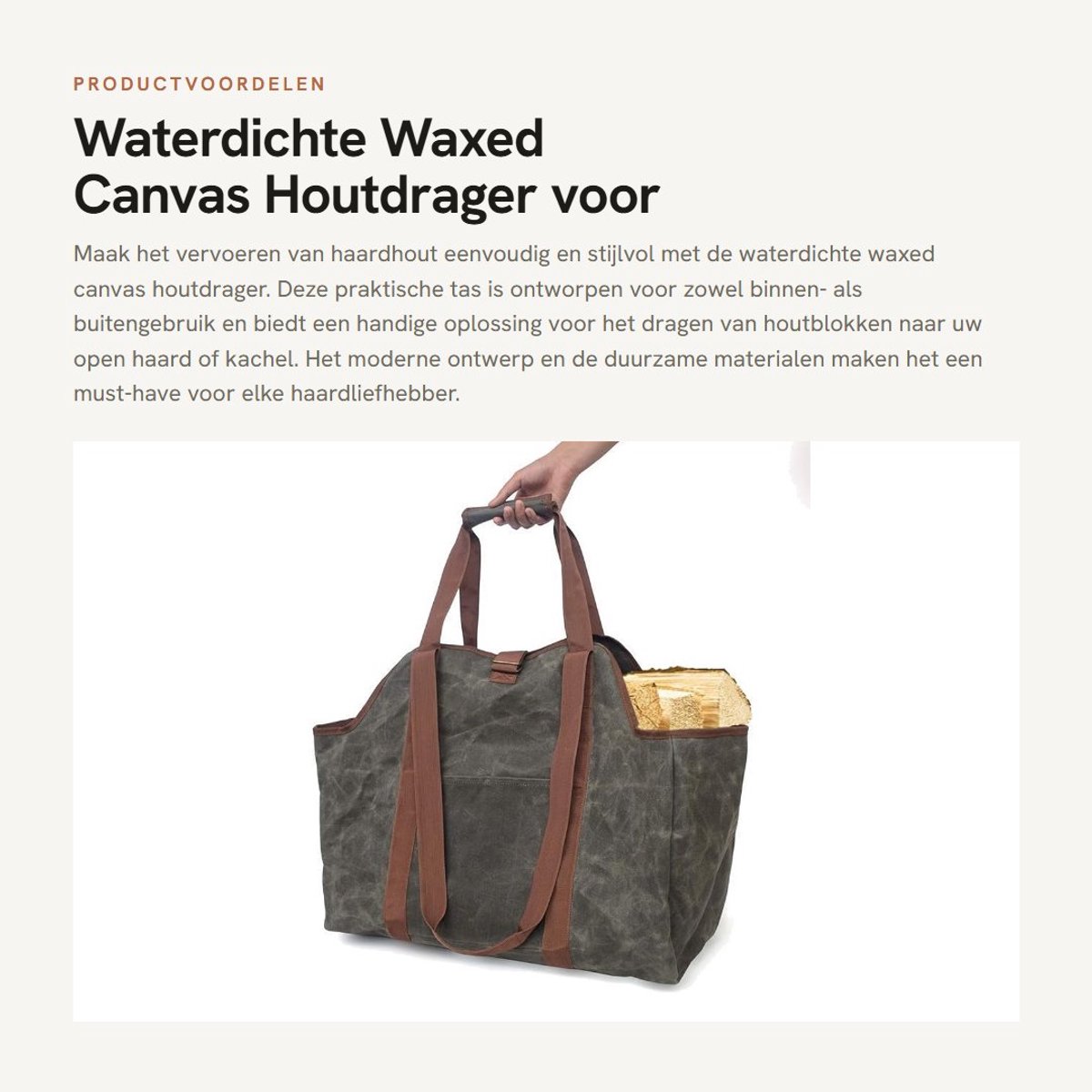 Dailygoods- Haardhout Tas Waterdicht - Houtdrager - Opbergzak - Schoudertas - Handvat - Verstelbare Draagriem - Haardhoutdrager