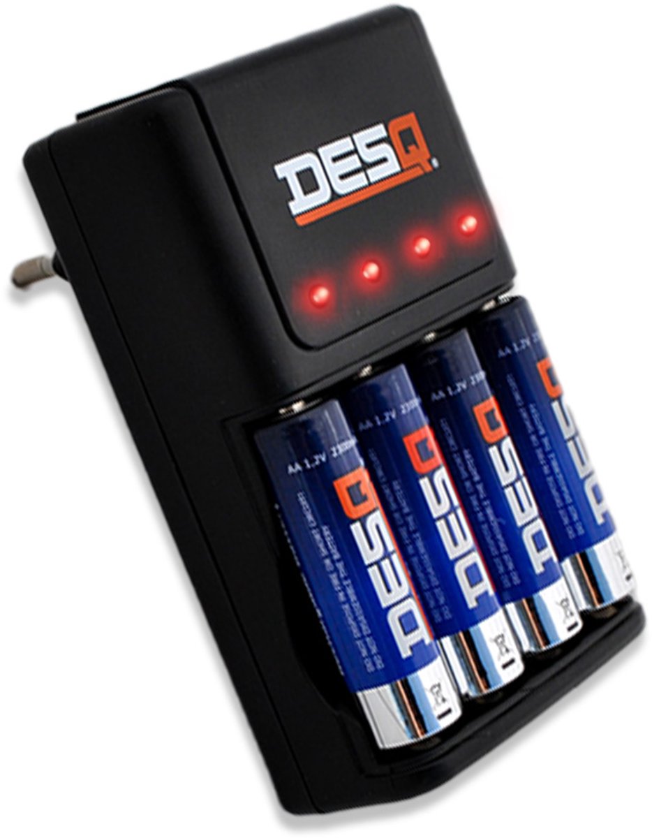 Desq -Batterijlader AA-AAA - 4 onafhankelijke laadkanalen - Druppel lader - 100-240V