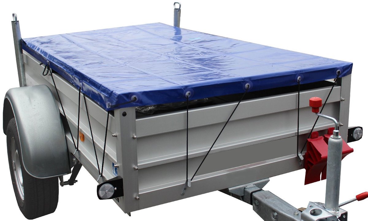 TRUTZHOLM Vlak Dekzeil 2075x1140 mm - Universeel Aanhangwagen Dekzeil met Rubberkoord - Waterdicht Stoffen Huif Aanhanger