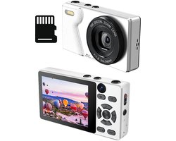 Appareil photo - Appareil photo numérique 4K - Appareil photo compact 64MP avec double objectif - Batterie 2000mAh - Écran IPS 2,8 pouces - Boîtier en zinc-aluminium - Carte SD 32 Go et accessoires inclus - Blanc
