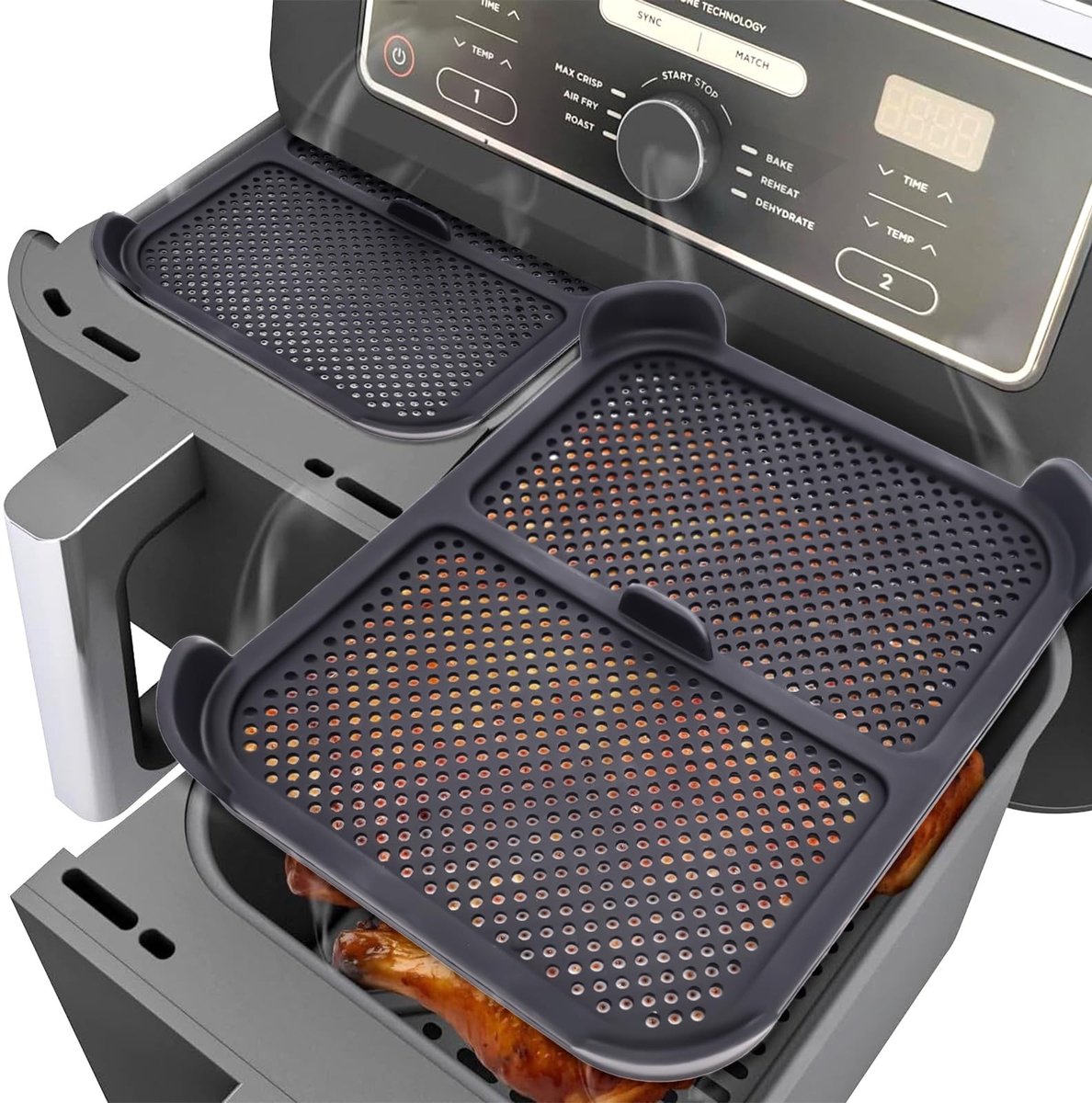 Dailygoods- Spatbescherming Siliconen - 2 Stuks - Compatibel met Ninja Foodi Max Dual Zone AF400EU AF451 DZ401 - Vetspatbescherming - Voedselveilig - Roestvrij. - Luchtfriteuseaccessoires