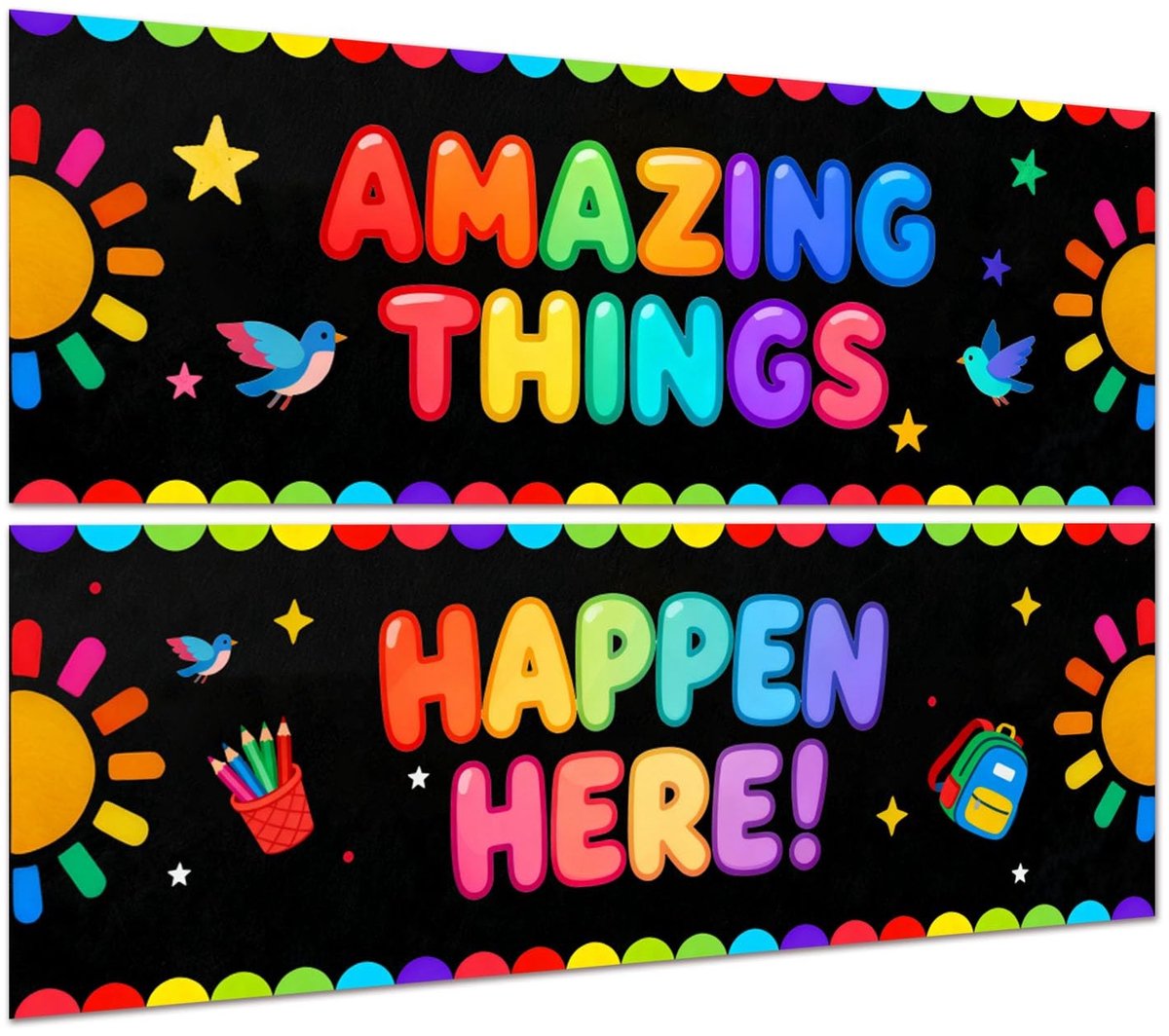 Dailygoods- Wanddecoratie Inspirerende Poster - Wanddecoratie Klaslokaal - Wanddecoratie Kleuterschool - 2 Stuks - Waterdicht Papier - Afmetingen 34x99 cm - Leerposters