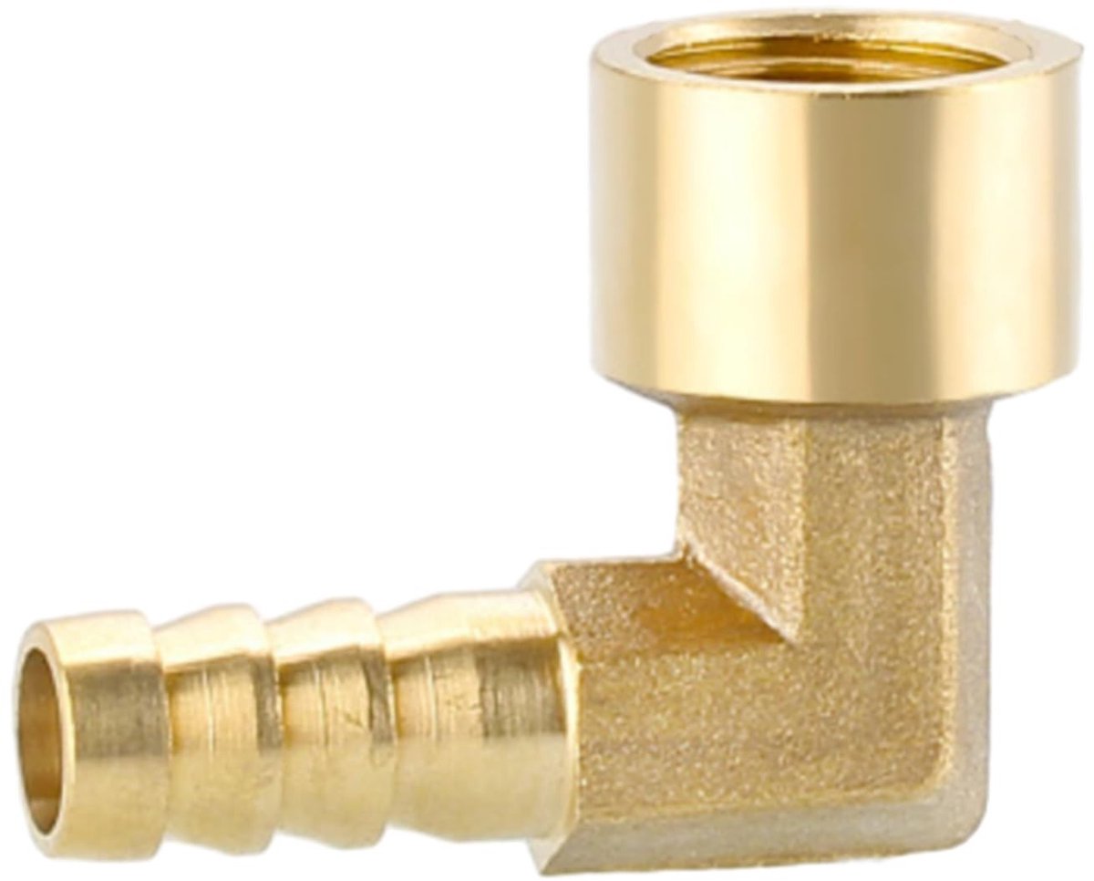 Dailygoods- Slangkoppelstuk 90 Graden - Koperen Fitting - Vrouwelijke Schroefdraad - Weerhaak Verbinder - Lekvrije Aansluiting - Duurzaam Ontwerp - Slangfitting